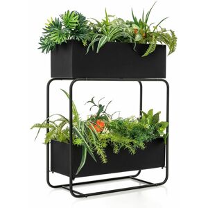 Costway - 2-Tier Metal Elevated Garden Bed Raised Planter Box Heavy DutyFlower Plant Stand