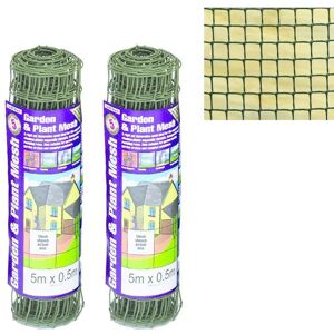 2 x Gardman 50mm Garden Plant Mesh Fence Green Plant Support 69030 0.5m x 5m