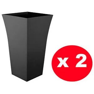 VISS 2 x large black milano planter garden flower pot trendy gloss plastic beautiful