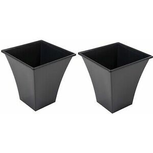 VISS 2 x large black plant pots planter garden flower pot plastic tall indoor outdoor