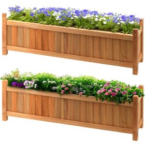 GEEZY 2 x Wooden Garden Planters Flower Plant Pot Window Box Planting Raise Bed Basket (2 x Large Rectangular Planters) - ...