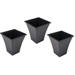 VISS 3 x large black plant pots planter garden flower pot plastic tall indoor outdoor