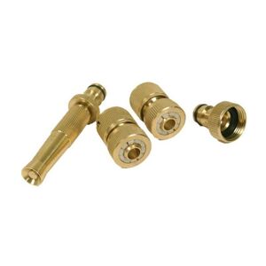 WINSTER 4 Piece Brass Hose End Pipe Tap Connector Nozzle & Fittings Kit Set Accessories