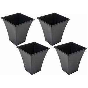 VISS 4 x large black plant pots planter garden flower pot plastic tall indoor outdoor