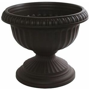 VISS 4 x plastic garden urn - 42 cm grecian plastic - garden planter -black plant pot