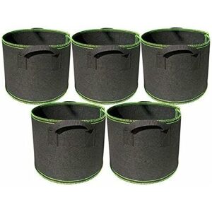 TINOR 5- Pack 5 Gallons Plant Growing Bags, Nonwoven Fabric Breathable Grow Bags Heavy Duty Thickened Root Aeration Garden Pots Container with Straps