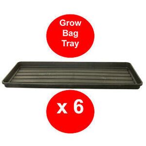 VISS 6 x black grow bag tray - 1 metre - garden tray - rigid - tough - watering tray