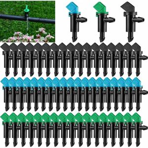 TINOR 60Pcs Irrigation Drip Emitter, HOINCO 3 Sizes Garden Flag Irrigation Dripper Emitter, for Lawn, Trees, Shrubs, Garden (4L/H Black, 8L/H Blue, 16L/H