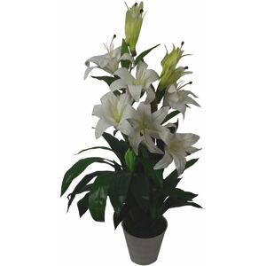 Leaf 90cm (3ft) Artificial Lily Stargazer Style Lillies Plant Large Flowers White