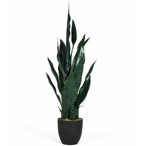 Costway - 93cm Artificial Snake Plant Faux Sansevieria Fake Agave Potted Plant Durable