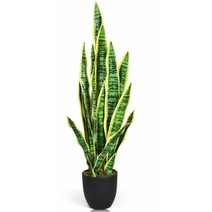 Costway - 93cm Artificial Snake Plant Faux Sansevieria Fake Agave Potted Plant Durable