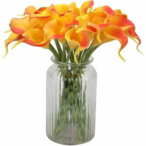 Hoopzi - 9pcs Real Touch Artificial Calla Flowers for Wedding, Office, Home, Kitchen, Party, Event Decor (Red Sunset)