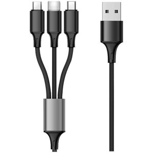 Denuotop - Multi usb Cable, 3 in 1 Multi usb Charger Cable Nylon Braided Fast Charging - 1.2M, Black