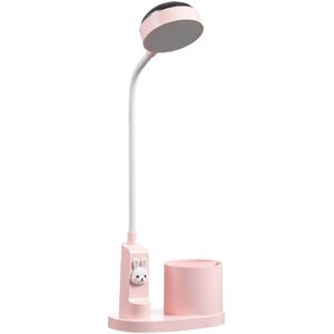 Desk Lamp, Study Table Lamp with Automatic Color Changing Bedside Pen Holder, Dimmable Rechargeable led Reading Lamp for Children (Pink) Denuotop