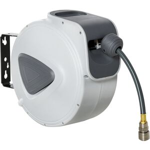 Retractable Air Hose Reel Auto Self-Winding Wall Mounted 1/4 10m+90cm 10m - Grey - Durhand