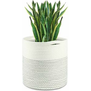 ALWAYSH Flower Pot with Liner, Cotton Woven Storage Basket Indoor Plant Pot Cover for Indoor Plants, Flower Pot and Home Decoration (Black and White)30cm