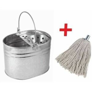 VISS Galvanised mop bucket cleaning strong home with handle with free mop head new