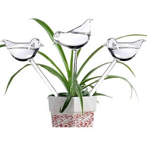 AOUGO Glass Plant Watering Globes - Set of 3 Self Watering Spikes - Bird Shaped Self Watering Bulbs for Plants