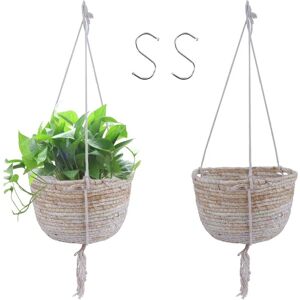 HÉLOISE Hanging Plant Basket, Indoor Outdoor Hanging Planter, Hanging Planter Baskets with Hooks Plant Containers, Woven Basket of Natural Flowers and Plants