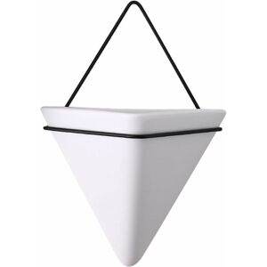 LANGRAY Hanging Planters Wall Hanging Planter Room Decoration Vases Basket Indoor Outdoor Garden Balcony Office Hanging, White ceramic black iron frame s