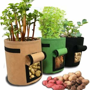 LANGRAY Home Balcony Plant & Vegetable Gardening Bag, Potato Growing Container 30x30x35cm / 11.8x11.8x13.8inch Black - 1 Vegetable Growing Bag. - Noir