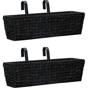 Garden Planters 2 pcs Water Hyacinth Black - Hommoo