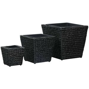 Garden Planters 3 pcs Water Hyacinth Black VD29703 - Hommoo