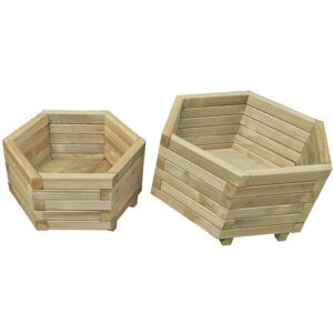 Two Piece Garden Planter Set Impregnated Pinewood - Hommoo