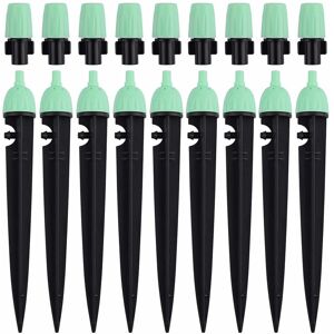 TINOR Irrigation Drippers with Connector, 20 Pieces 360 Degree Adjustable Water Flow Sprinklers 2 in 1 Dripper for Drip Irrigation System (Green)