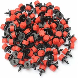 Langray - 200-Pack 8-Hole Irrigation Drippers Red Adjustable Flow Garden Irrigation Nozzle Garden Accessories Micro Drip Nozzles for Lawn, Garden,