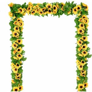 4 Piece Artificial Sunflower Garland, Silk Sunflower Vine, Artificial Flowers with Green Leaves, Wedding Table Decoration - Langray