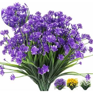 Langray - Artificial Flowers 8 Bundles Fake Flowers Plant for Outdoor Decoration, uv Resistant Faux Outdoor Plastic Greenery Shrubs Plants Hanging