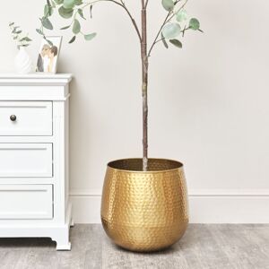 Melody Maison - Large Gold Hammered Metal Planter 40cm x 38cm - Gold