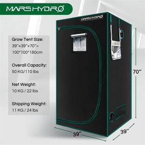 100x100x180cm Indoor Grow Tent Room Box For Indoor Plant Home Cabinet - Black - Mars Hydro