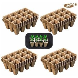 ORCHIDÉE Orchid Peat Pots for Seedling, 240 Biodegradable Seedling Pots, 20 Pieces of 12 Grids for Planting Plants, Fruits and Vegetables in the Garden