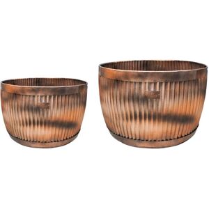 IVYLINE LIMITED Outdoor Hampton Bowl Planter (Set of 2) - Metal - L54 x W54 x H35 cm - Copper