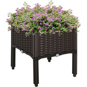 Outsunny - Elevated Flower Bed Vegetable Herb Planter Plastic 1 pc - Brown