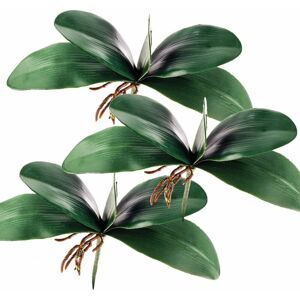 LANGRAY Phalaenopsis Orchid Leaves Real Latex Touch Plants Arrangement, 3 Pieces