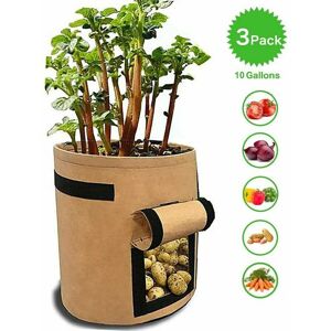 HOOPZI Planter bags for potatoes, tomatoes and other vegetables, breathable fleece fabric, planter with flap, velcro closure and handle, 3 pieces, garden,