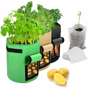 TINOR Potato Grow Bags,3 Pack 10 Gallon Plant Growing Bags/Aeration Non-woven Fabric Pots Plant Bags w/Handles Garden Vegetable Growing Bags with 50 Pcs