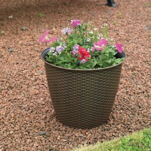 Kingfisher Rattan Effect Plastic Decorative Garden Planter 295 x 350mm