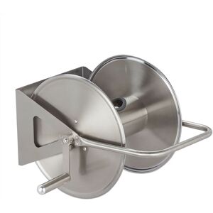 Hose Reel, Floor & Wall, for 40m Garden Hoses, Stainless Steel, h x w x d: 43.5 x 43.5 x 31.5 cm, Silver - Relaxdays