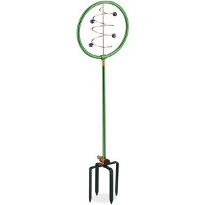 Decorative Sprinkler, Spiral Design, with Ground Stake, 2 in 1, Fun Garden & Lawn Decor, Green/Copper - Relaxdays