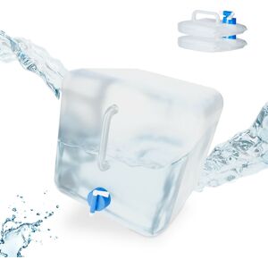 Relaxdays - Foldable Water Canister, Set of 3, 20 l, With Tap, bpa Free, Food-Safe, Transparent and Blue