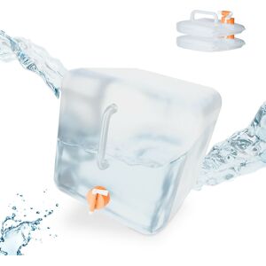 Relaxdays - Foldable Water Canister, Set of 3, 20 l, With Tap, bpa Free, Food-Safe, Transparent and Orange