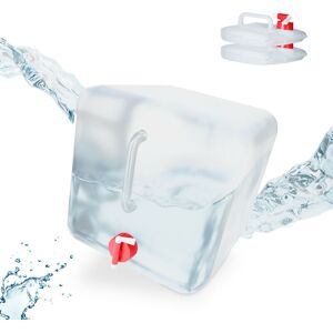 Relaxdays - Foldable Water Canister, Set of 3, 20 l, With Tap, bpa Free, Food-Safe, Transparent and Red