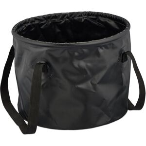 Relaxdays Folding bucket camping, 15l, foldable, camping bucket with handles, HBT: 23x31x31 cm, outdoor, PVC, black