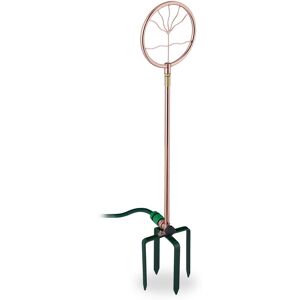 Garden Sprinkler, Wave Design, 3/4, with Ground Stake, Fun Lawn Decor, Metal, Copper - Relaxdays