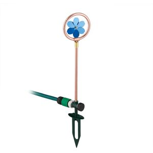 Sprinkler Head, Metal Flower, Water Irrigation, Garden, Lawn, Impulse, Decor, HxW: 55.5 x 11 cm, Copper/Blue - Relaxdays