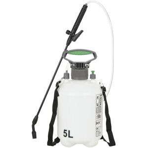 Pressure Spray Bottle, 5 Litres, Water & Protect Plants, Adjustable Nozzle & Strap, Pump Sprayer, White - Relaxdays